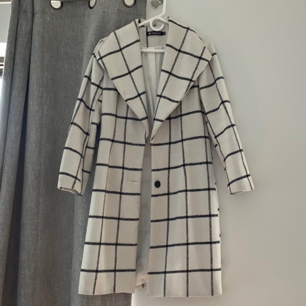 Black and white plaid coat
